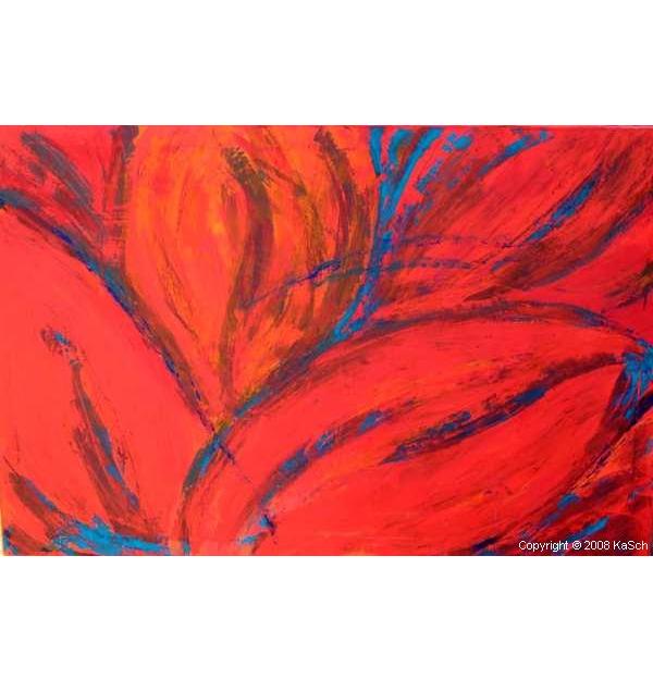Karin Scholl Bochum moderne Kunst abstrakt Malerei Galerie Originale Gemlde groformatig Unikate schner wohnen Blume Blte exotisch rot trkis Natur