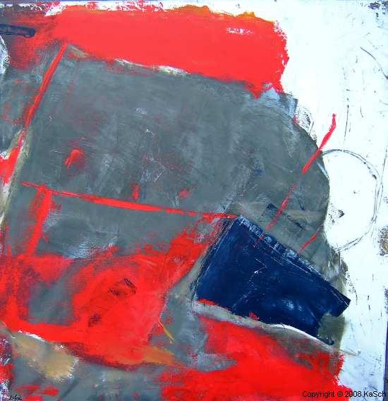 Karin Scholl Bochum moderne Kunst abstrakt Malerei Galerie Originale Gemlde groformatig Unikate schner wohnen Boot Schiffsmast Sturm Wellen rot grau Meer
