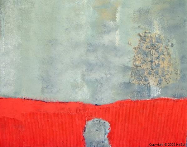 Karin Scholl Bochum moderne Kunst abstrakt Malerei Galerie Originale Gemlde groformatig Unikate schner wohnen Diptychon zweiteilig Puzzle rot grau Sand Steine grobe feine Strukturen Spachtelung Paynes Grey Scharlachrot Yin und Yang