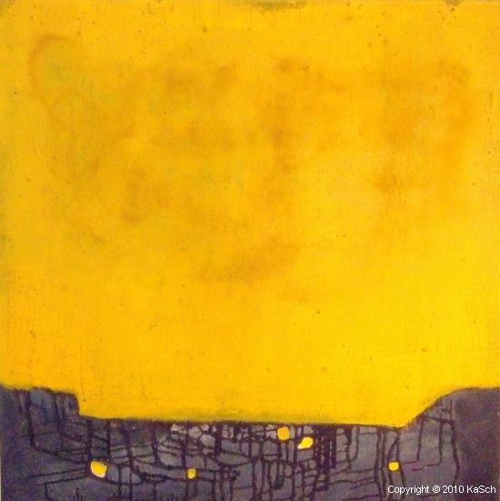 Karin Scholl Bochum moderne Kunst abstrakt Malerei Galerie Originale Gemlde groformatig Unikate schner wohnen quadratisch Gelb feinste Pigmente Schwarz gepachtelt Galerie
