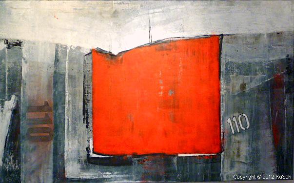 Karin Scholl Bochum moderne Kunst abstrakt Malerei Galerie Originale Gemlde groformatig Unikate schner wohnen Notruf Zahlen Eins Null Hundertundzehn Digital Funkantenne Polizei Chaos Ordnung Nordstadt Rot Wei Grau Zahlen Prsidium
