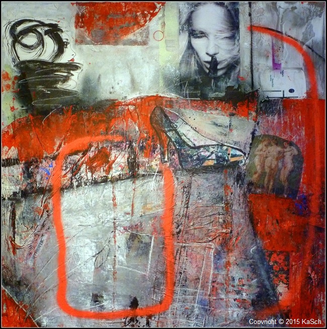Karin Scholl Bochum moderne Kunst abstrakt Malerei Galerie Originale Gemlde groformatig Unikate schner wohnen Zeitung rot psst Stille nackt